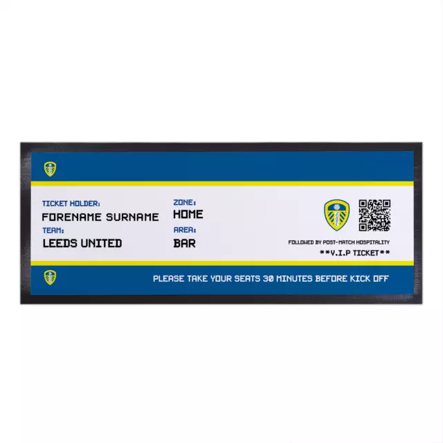 Leeds United FC Officially Licensed - Ticket - Personalised Bar Runner