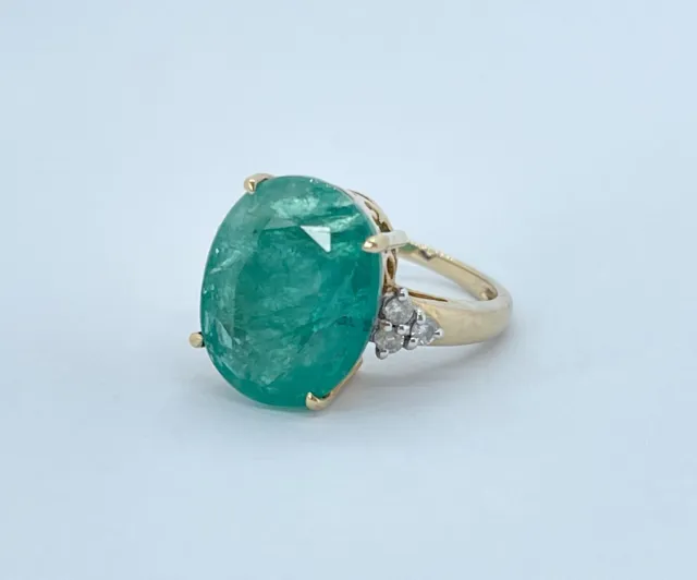 Large Natural 6Ct Oval Emerald Diamond Ring 9Ct Yellow Gold Valuation