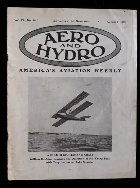 Aviation Aeronautics Airplanes Aero Hydro Magazine 8/9 1913 Full Issue