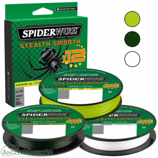 Spiderwire Stealth SMOOTH 12 ab 50m 12-fach geflochtene Angelschnur Schnur Braid