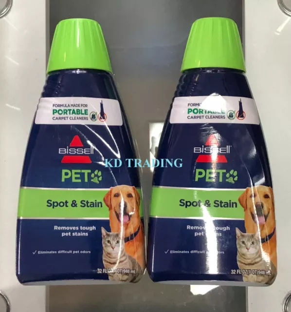 (2-Pk) BISSELL 2X Pet Stain & Odor Portable Carpet Cleaning Machine Formula 32oz