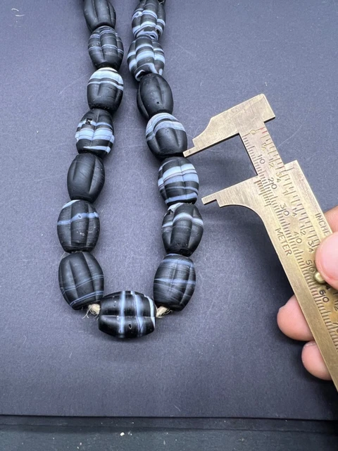 Extremely Amazing Old Ancient Sulaymaniyah Color Glass Antique Beads Strand 5