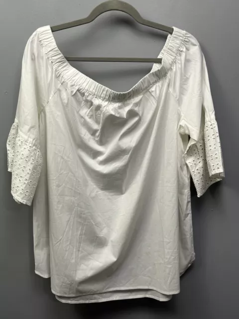 MOTHERHOOD Maternity Blouse White Womens size XL  eyelet lace sleeves NEW