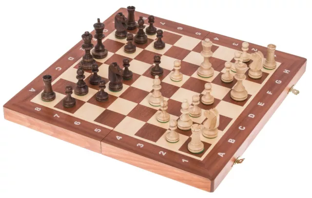 SQUARE - Pro Schach Nr 4 MAHAGONI - Schachbrett & Figuren aus Holz Schachspiel