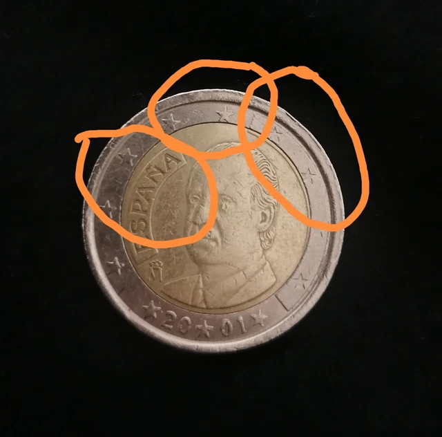 2 EURO Spagna Espana 2001 vari Errore di conio rara da collezione unica EUR 55,00