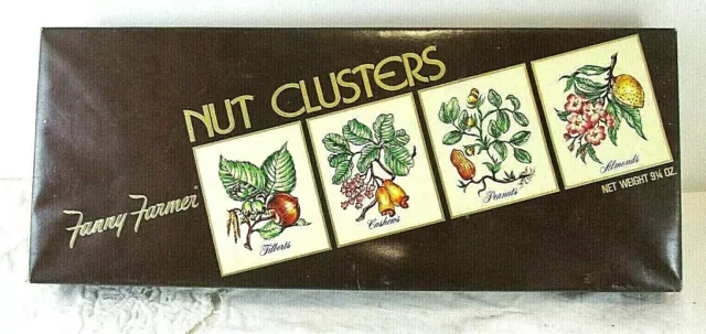 Vintage Rare Fanny Farmer Candy Shops Inc. Nut Clusters 9 1/4 Oz. Art Deco Box