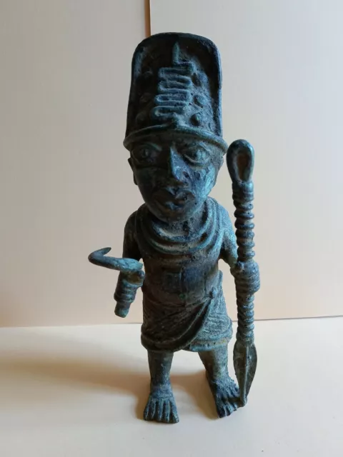Bronze du Bénin Statuette 2eme roi yoba nigeria Afrique