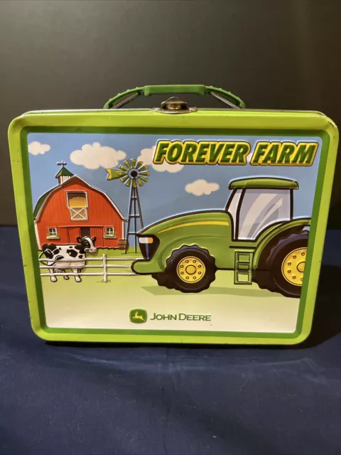 John Deere Tin Lunch Box Forever Farm With Tractor, Cow, And Barn
