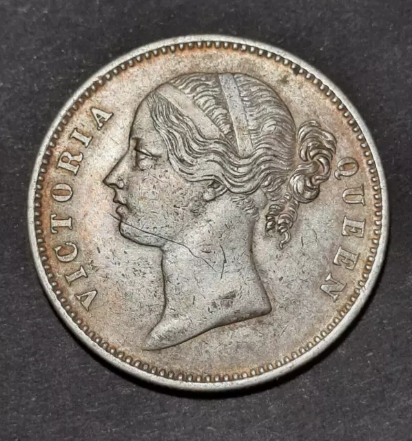 British India / Queen Victoria 1840 silver rupee coin - divided legend