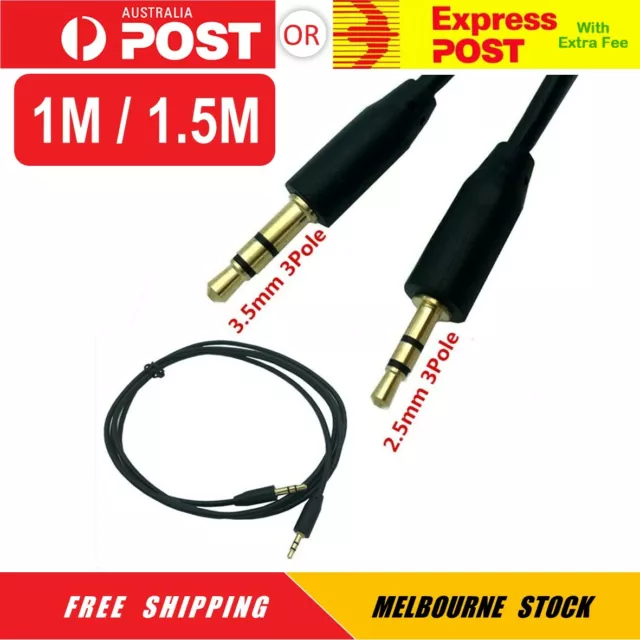 2.5mm Male 3Pole to 3.5mm Male Record Car AUX Audio Cord Headphone Connect Cable