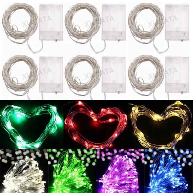 20/50/100 LED Battery Micro Rice Wire Copper LED String Light Outdoor Xmas Party