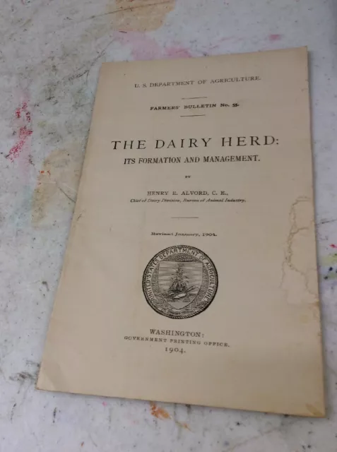 US DEPARTMENT OF AGRICULTURE FARMERS BULLETIN The Dairy Herd Formation 1904