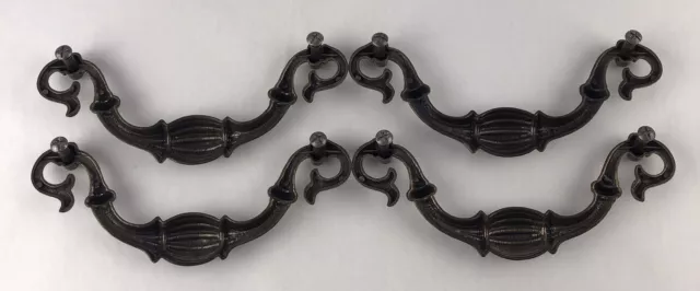 LARGE Antique Brass Handles Drawer Pulls Dresser 7" Wide Set of 4 Vintage 2