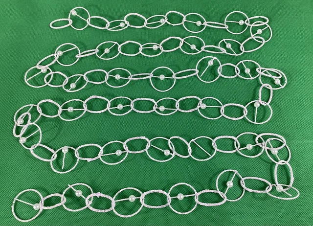 Girlande Silber Draht Ringe Perlen Tisch Deko Weihnachten 240 cm
