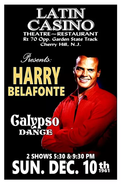 HARRY BELAFONTE 1961 Concert Poster LATIN CASINO Cherry Hill NJ POSTER SIGN