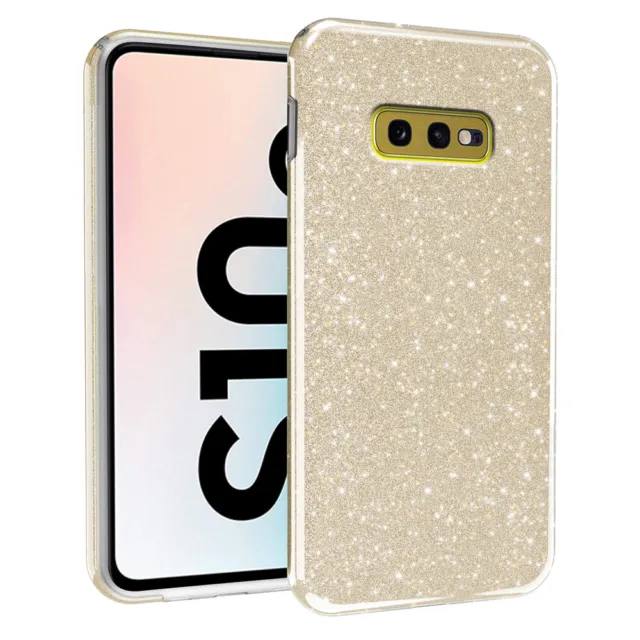 Cover Custodia Brillantini 3 In 1 Tpu Glitter per Samsung Galaxy S10e Oro