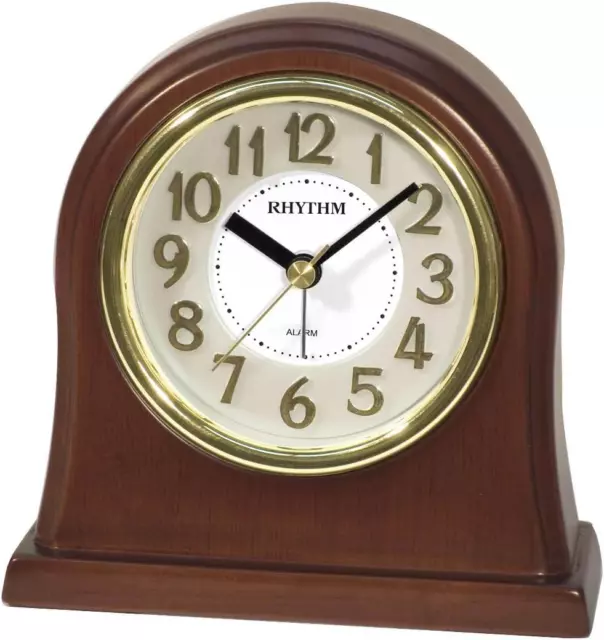 CRE943NR06 Beep Alarm Wooden Frame Table Clock, Brown