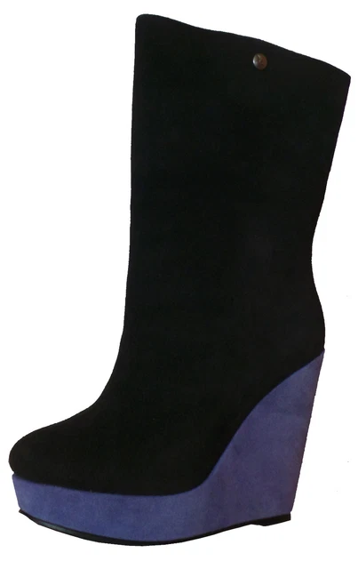 Koolaburra Mila Femmes [ Gr. 37] Cuir Sauvage Bottines Noir-Bleu Neuf
