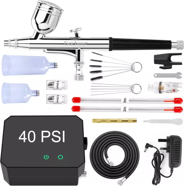 Gocheer Kit aerografo 40PSI aggiornato, multifunzione doppia azione nero