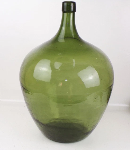 Antiguo Globo para Vino Verde Damajuana Botella de Cristal Enólogo Decoración