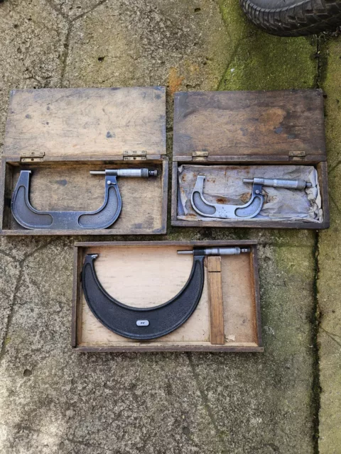 3 X Vintage Engineers Micrometers 2x Shardlow & 1 Moore & Wright