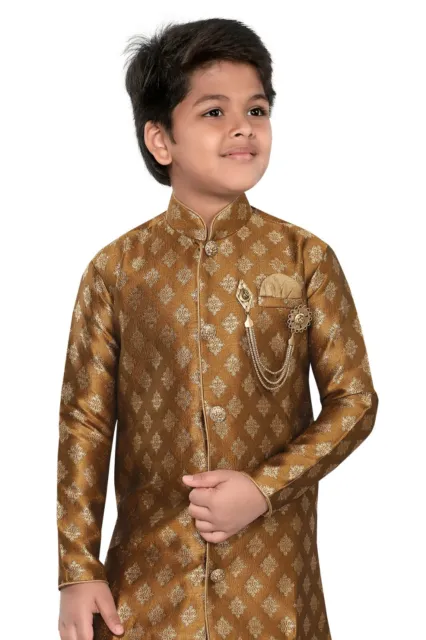 BOYS wedding Sherwani Suit partywear Golden Biege Indian blazer jacket UK sizes