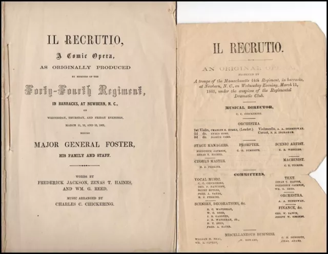 Zenas HAINES (Civil War Composer): Program for "Il Recrutio"