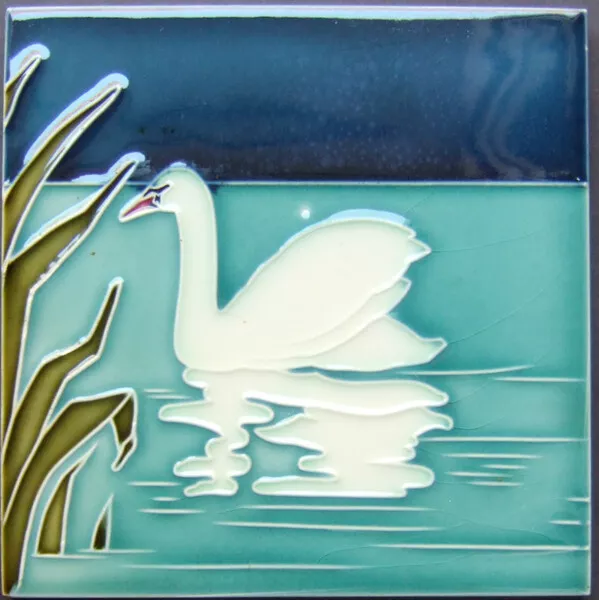 German Art Nouveau Vintage Ceramic Tile Rare Reproduction Majolica European