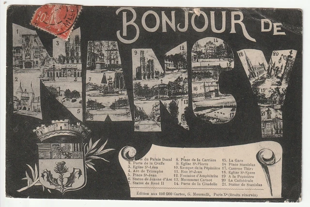 NANCY - CPA 54 - Carte Souvenir de Nancy - un Bonjour carte Multi vues - défaut