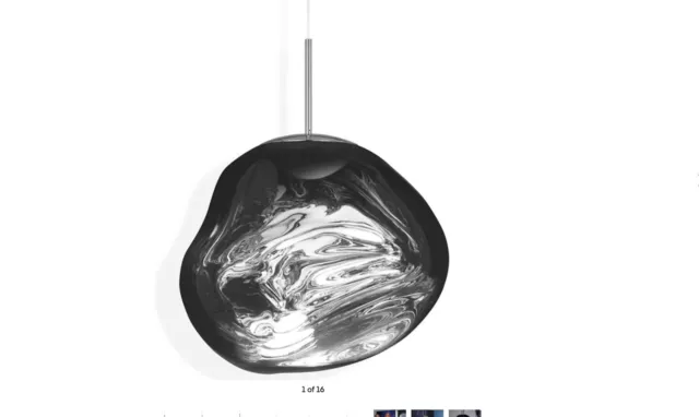Tom Dixon Melt LED Pendant Light 50cm Large Silver/Chrome NIB Made In Germany 2