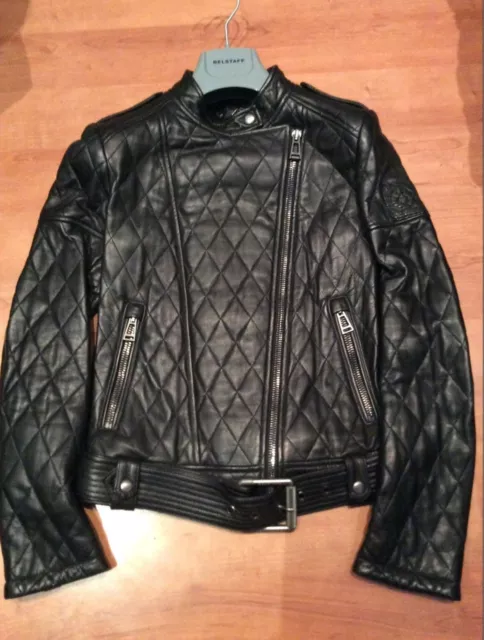 Very Rare Belstaff Leather Biker Jacket Coat Quileted Designer Ladies