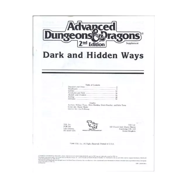 TSR AD&D 1st Ed Dark and Hidden Ways VG+