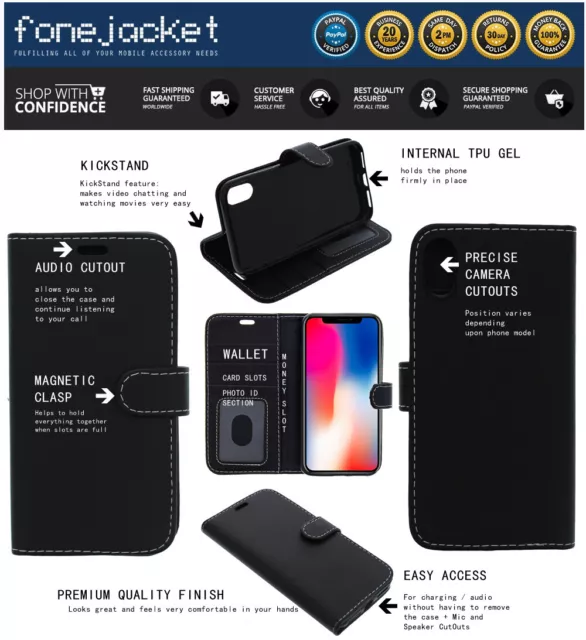 Pour Huawei Honor 10 Lite Téléphone Pochette Housse Étui Folio Fente PU Cuir Gel 3