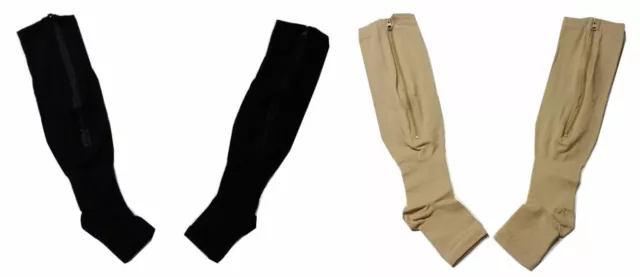 Chaussettes de compression zippées orteils ouverts bas pieds pieds cheville jambe soutien mollet 2