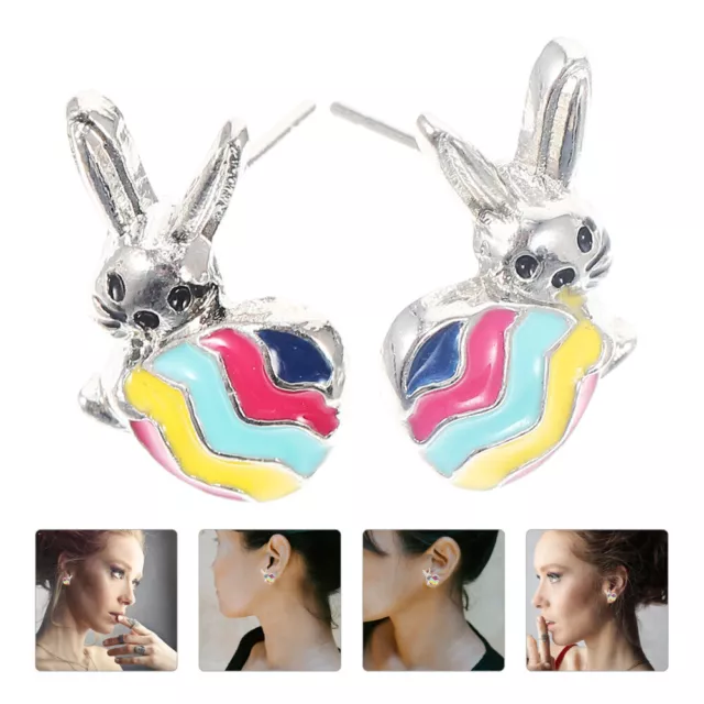 Rabbit Egg Stud Earring Cute Easter Earrings Girls Bunny Decor Miss Gift