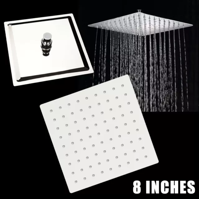 8"inch Square Shower Head Bath Shower Head Waterfall Chrome Rainfall Overhead