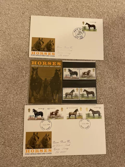 horses stamps 1978 presentation Pack First Day Cover Royal Mail Epsom Derby Mark