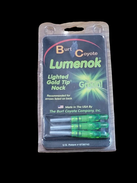 Burt Coyote Lumenok Lighted Nock Gold Tip GT Green 3 Pack GT3G #00058