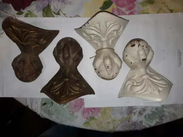 4 Antique  Cast Iron Fleur De Lis Claw Foot Bathtub Or Chair Feet Very Nice