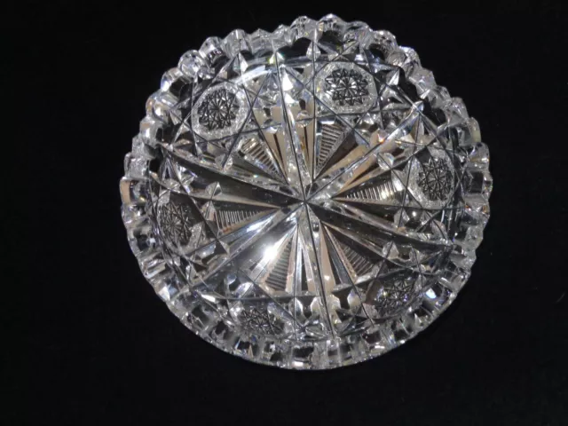 American Brilliant Cut Glass ABP Signed Hawkes Small Bowl / Coaster