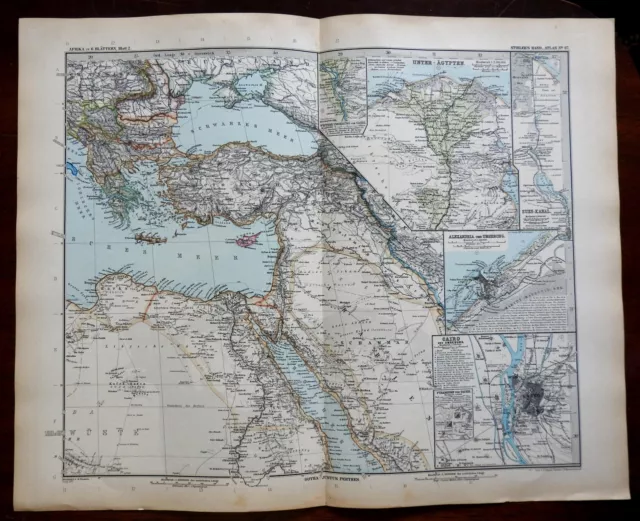 East Africa Egypt Nubia Alexandra Cairo Nile River 1891 Stieler detailed map