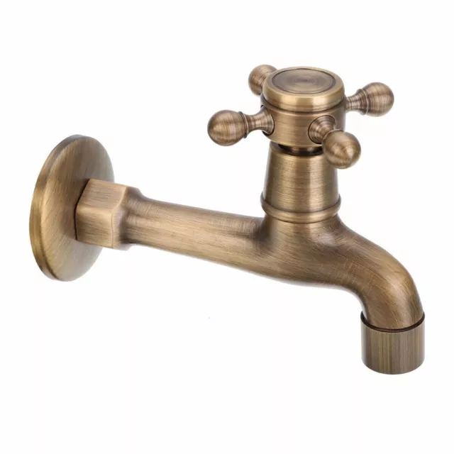 Antique Brass Basin Faucet Wall Mounted Water Tap Garden Mop Pool Sink Faucet UK