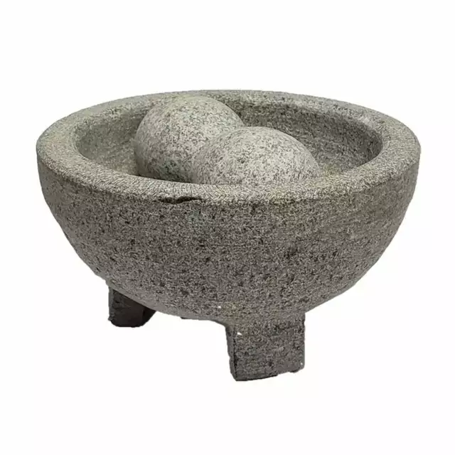 Imusa 6 inch Granite Heavy Duty Molcajete with Pestle for Grinding and Mashing