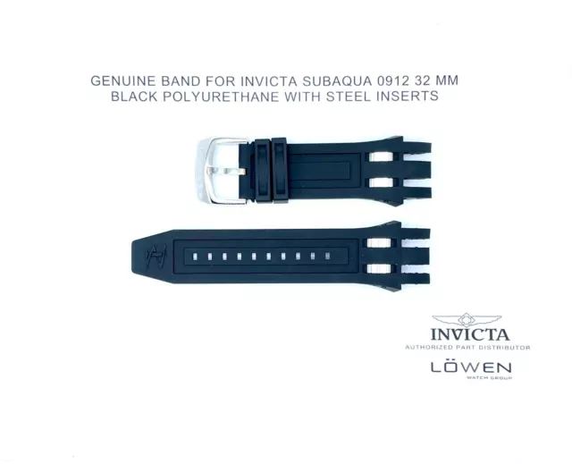 Authentic Invicta Subaqua 0912 Black & Steel Polyurethane 32mm Watch Band