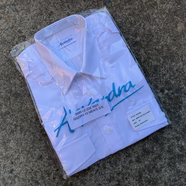 New British Army Surplus White Short Sleeve Pilots Shirt-Fancy,Revival,Mod