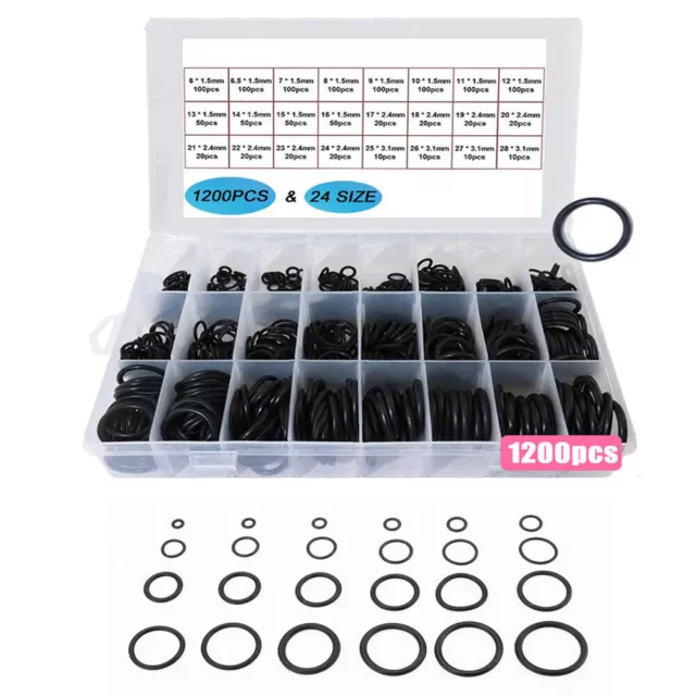 1200x O-Ring Assortment Set 1.5mm 2.4mm 3.1mm Automotive Car Seal Kit Universal