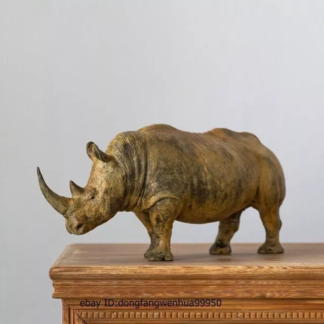 Brass Copper Hand painted Home Decoration lucky Fengshui Rhinoceros Sculpture