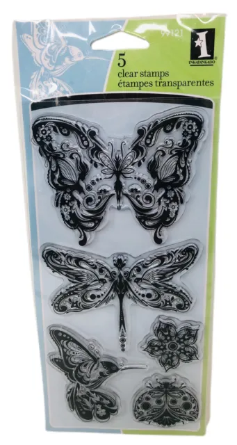 INKADINKADO Clear Stamp Set MINDSCAPES Butterfly Dragonfly Flower Crafts