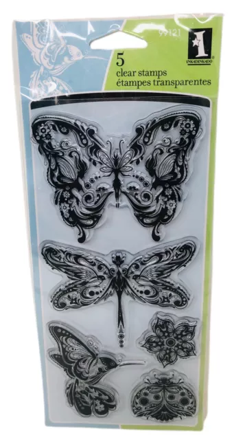 INKADINKADO Clear Stamp Set MINDSCAPES Butterfly Dragonfly Flower