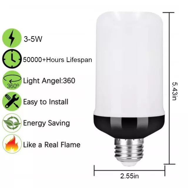 1Pc LED Flame Effect Fire Light Bulb E27 Simulated Nature Flicker Lamp Decor-tz 3